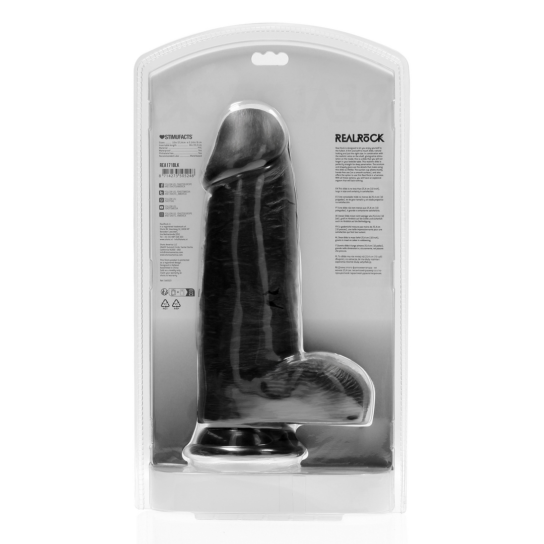 Extra Dick Gerade mit Kugeln 10 / 25,4 cm - Schwarz