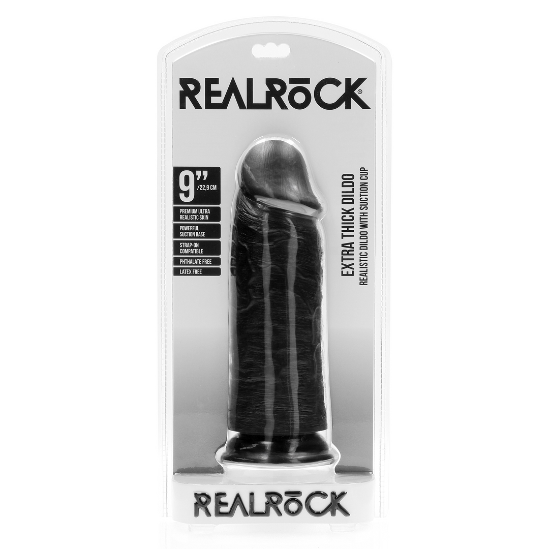 Extra Dick Gerade ohne Balls 9 / 23 cm - Schwarz