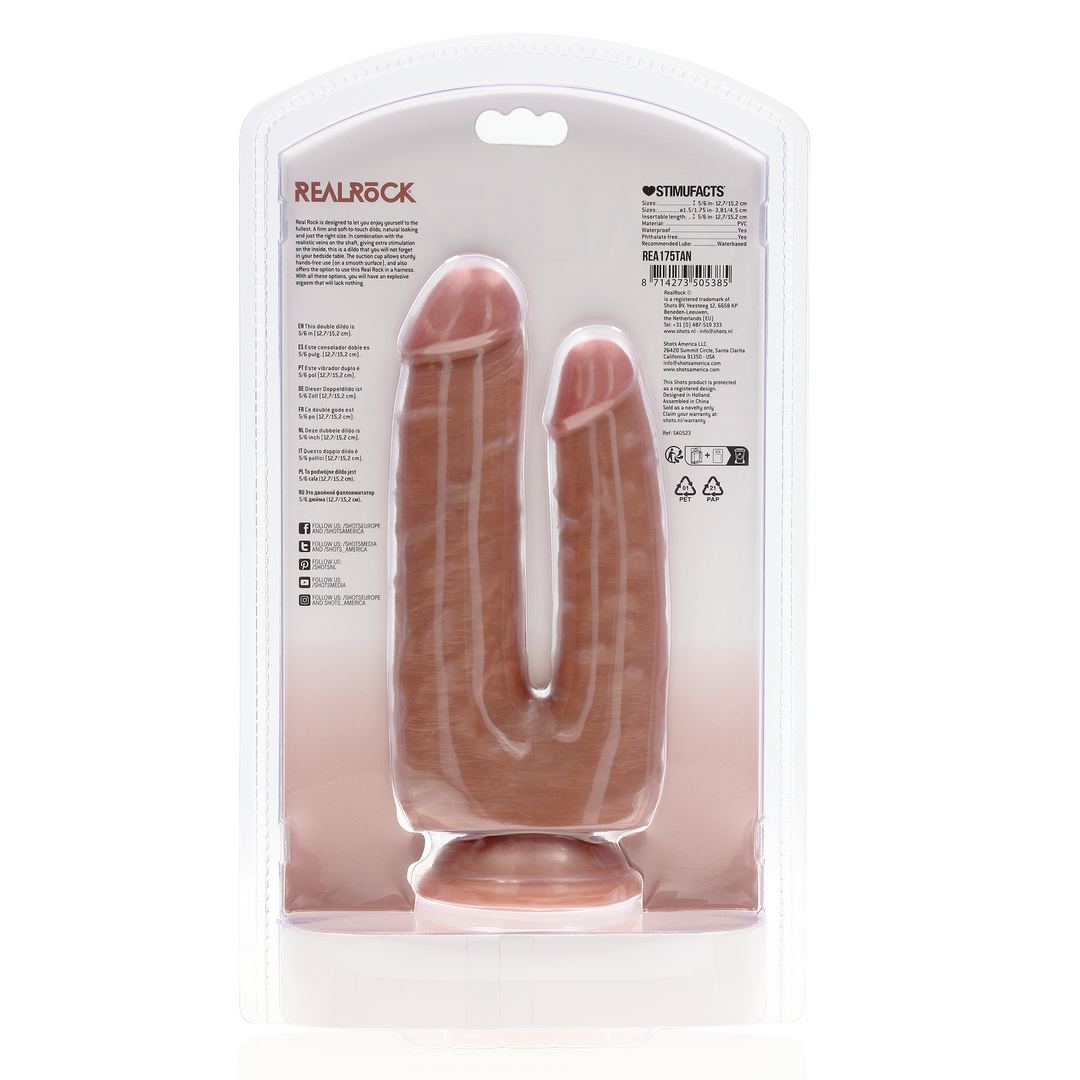 Doppeltes Ärger Dildo 5/6 - 12,7/15,2 cm - Tan