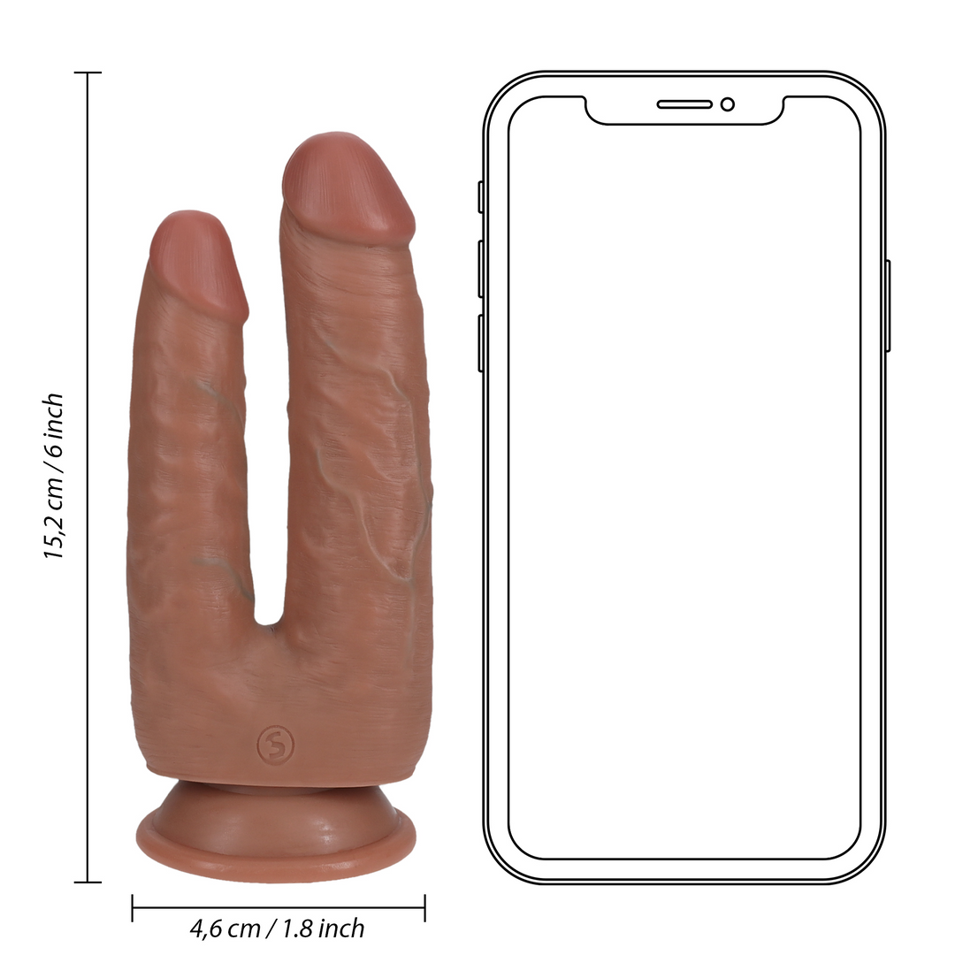 Doppeltes Ärger Dildo 5/6 - 12,7/15,2 cm - Tan