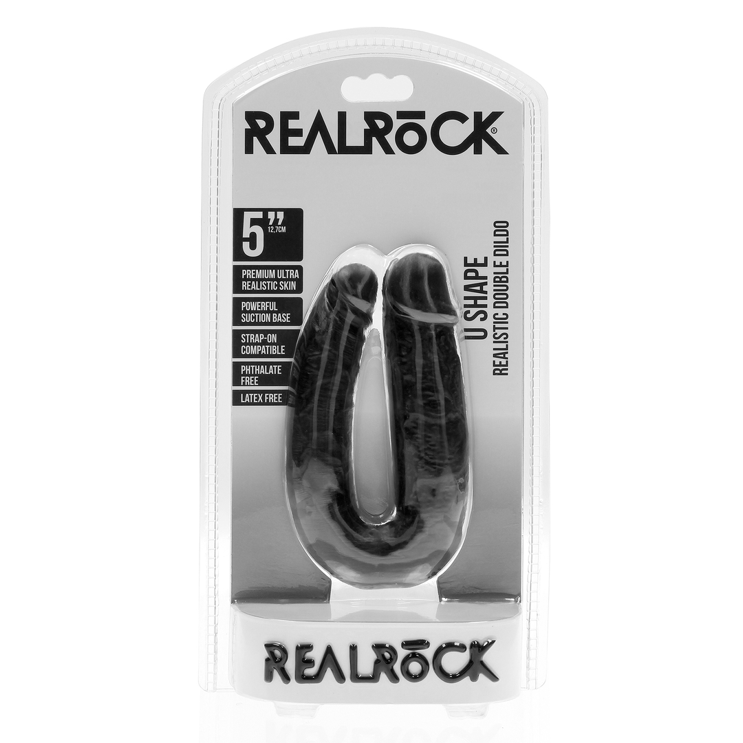 U-förmiger Doppeldildo 5 / 12,7 cm - Schwarz