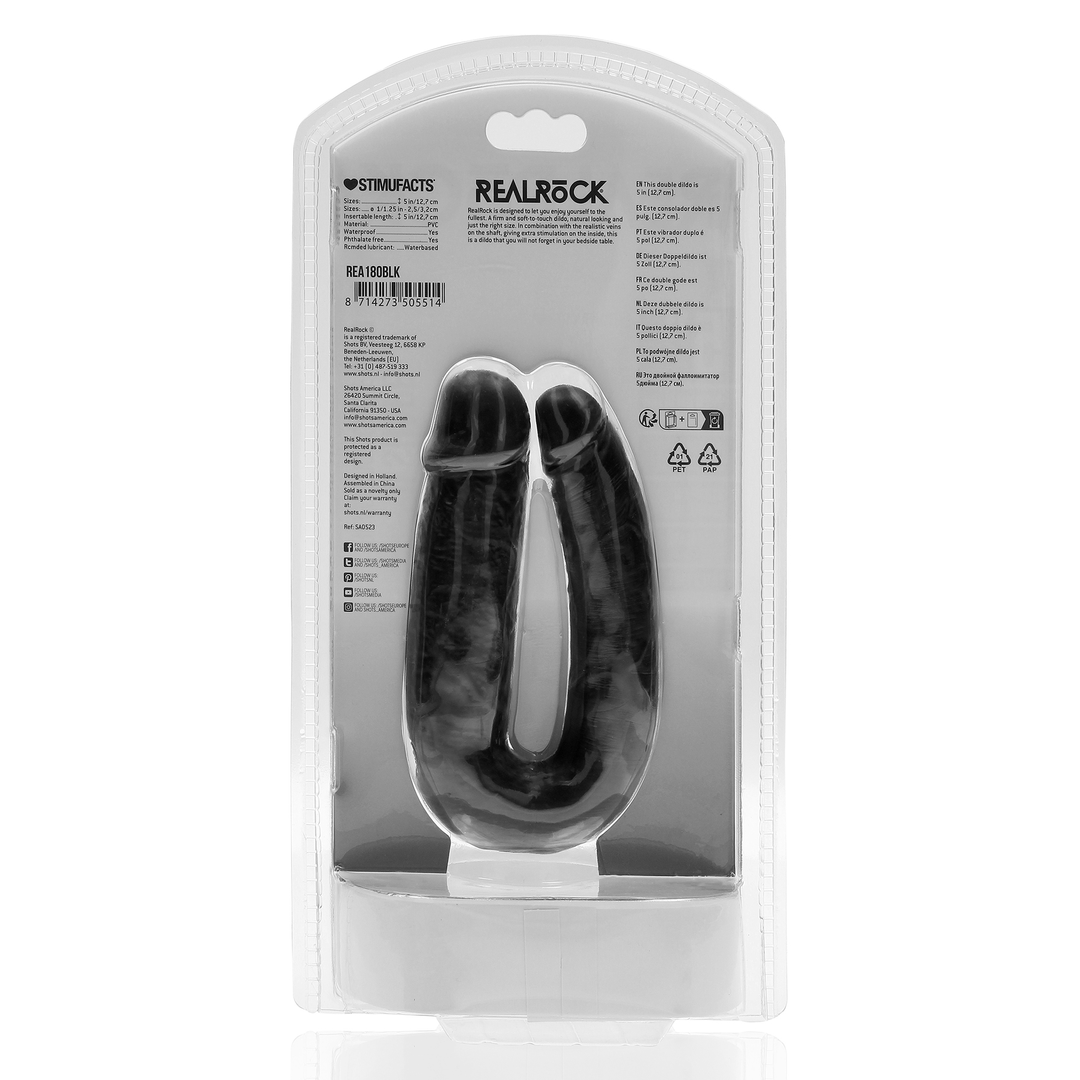 U-förmiger Doppeldildo 5 / 12,7 cm - Schwarz