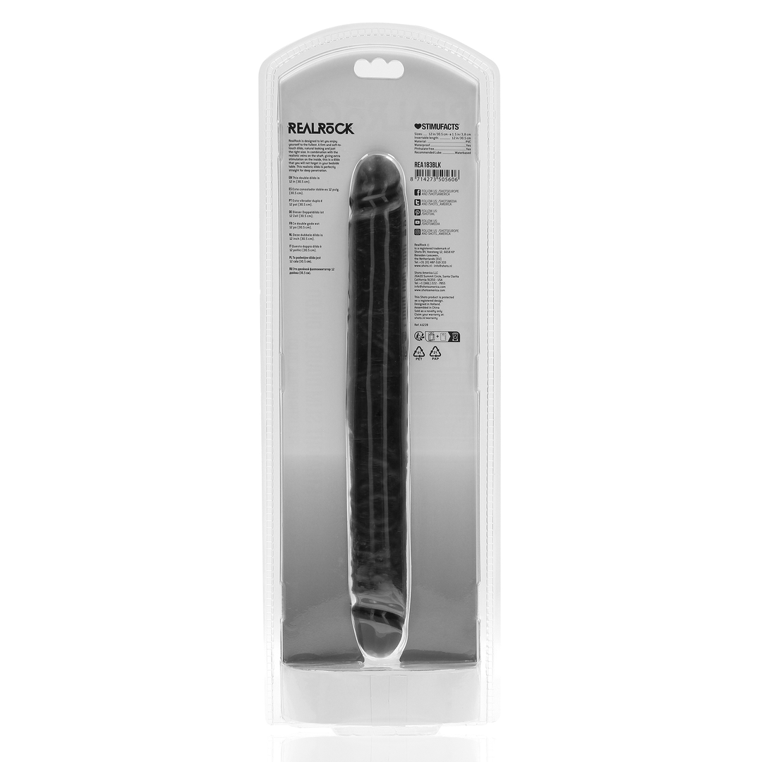 Slim Double Ended Dong 12 / 30,5 cm - Schwarz