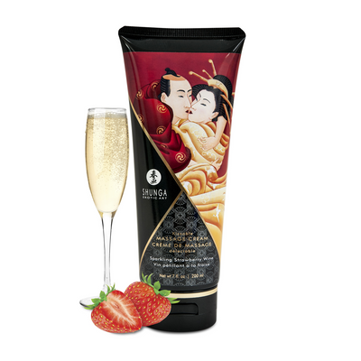 Küssbare Massagecreme - Sprudelnder Erdbeerwein - 7 floz / 200 ml