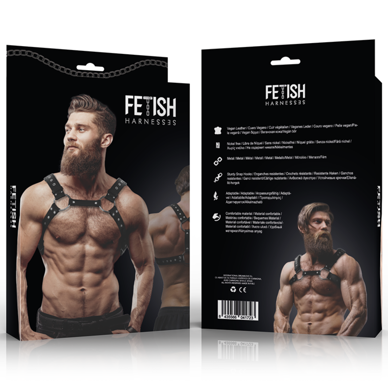 Fetish Submissive Attitude – Brustharness aus Ökoleder für Herren mit Nieten
