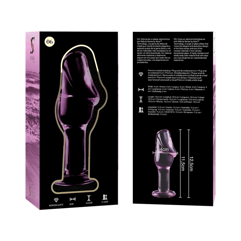 NEBULA SERIES BY IBIZA - MODELL 6 ANALPLUG BOROSILIKATGLAS ROSA 12.5 CM -O- 4 CM