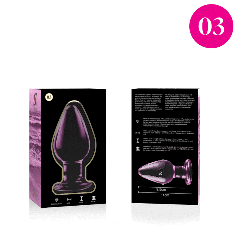 NEBULA SERIES BY IBIZA - MODELL 3 ANALPLUG BOROSILIKATGLAS ROSA 11 CM -O- 5 CM