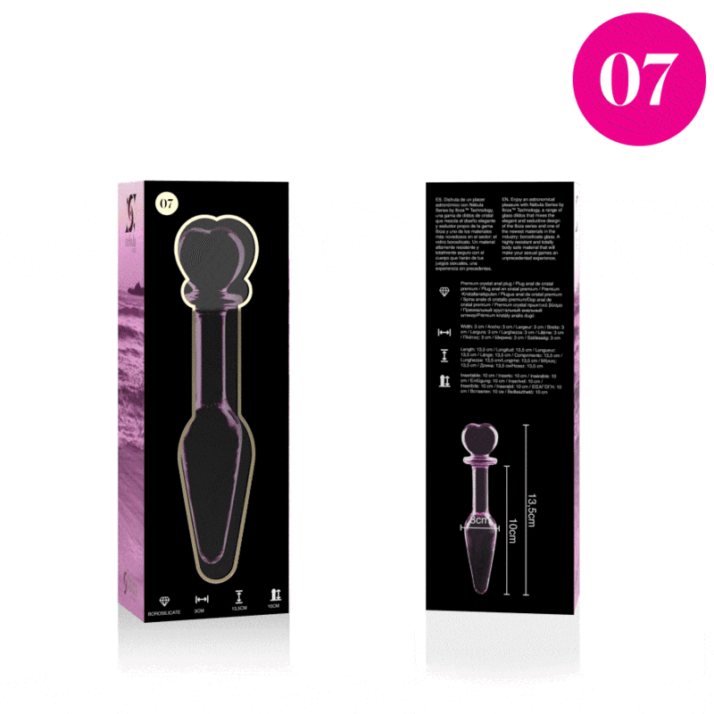 NEBULA SERIES BY IBIZA - MODELL 7 ANALPLUG BOROSILIKATGLAS ROSA 13.5 CM -O- 3 CM