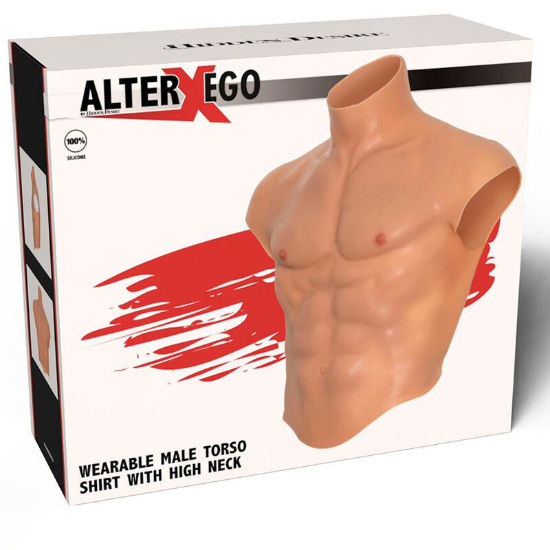 VERBORGENE BEDÜRFNIS - ALTER EGO SILIKON-MÄNNERTORSO-SHIRT MIT ABS-FLEISCH
