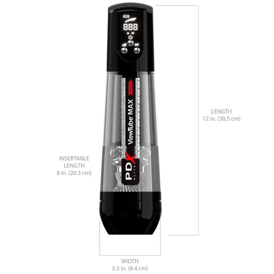 PDX ELITE - VIEWTUBE MAX VIEW AUTOMATISCHER MASTURNADOR MIT TRANSPARENTER ABSAUGUNG
