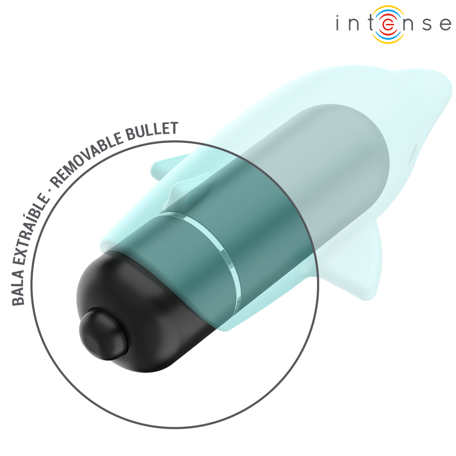 INTENSE - ECHO VIBRIERENDES BULLET DELPHIN BLAU 8 X 4,7 CM