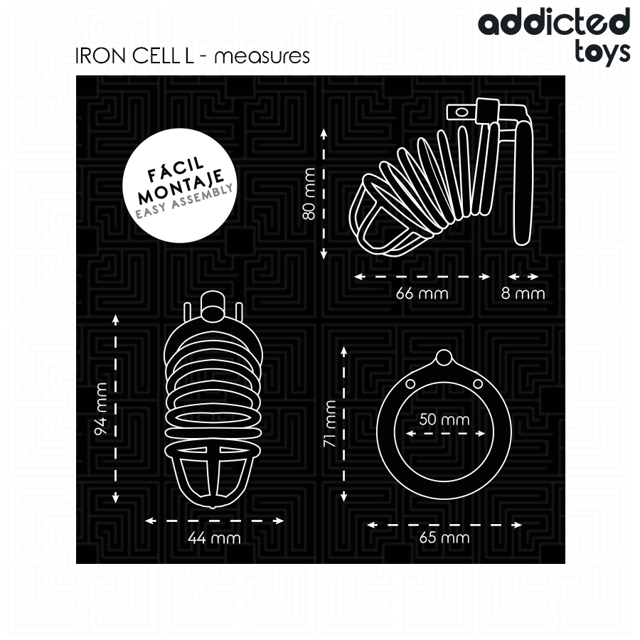 ADDICTED TOYS LOCKED - IRON CELL METALL-PENISKÄFIG 5 CM GRÖSSE L