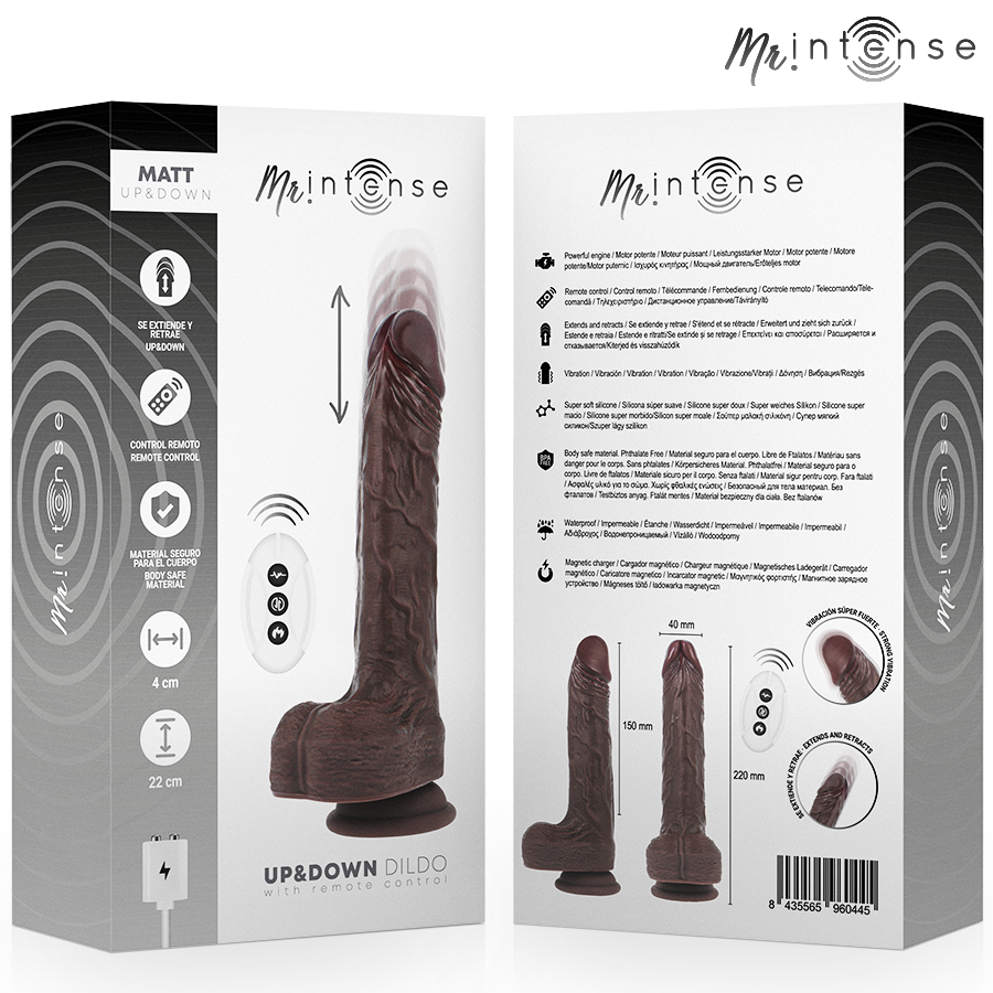 MR INTENSE – MATT REALISTISCHES MULTIFUNKTIONS-MOTOR MIT VIBRATION, AUF- UND AB-FERNBEDIENUNG, 22 CM – O – 4 CM