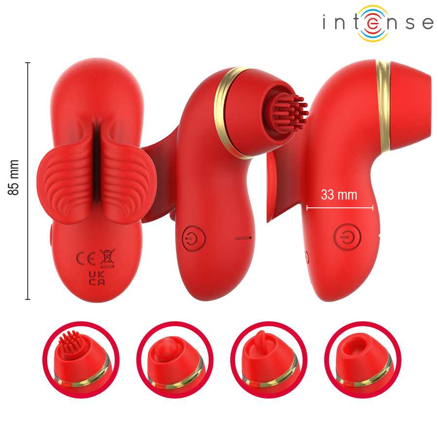 INTENSE - PATTY-STIMULATOR MIT 4 AUFSÄTZEN, SAUG-, KLETTER-, KITZEL- UND LECKFUNKTION