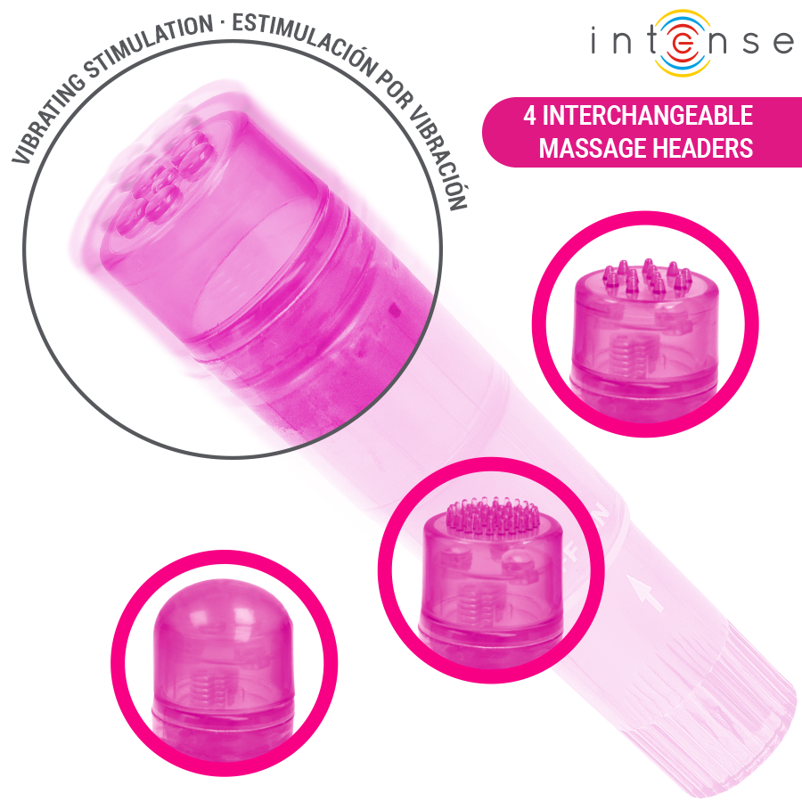 INTENSE - KURT MINI-MASSAGEGERÄT MIT 4 AUSTAUSCHBAREN AUFSÄTZEN PINK