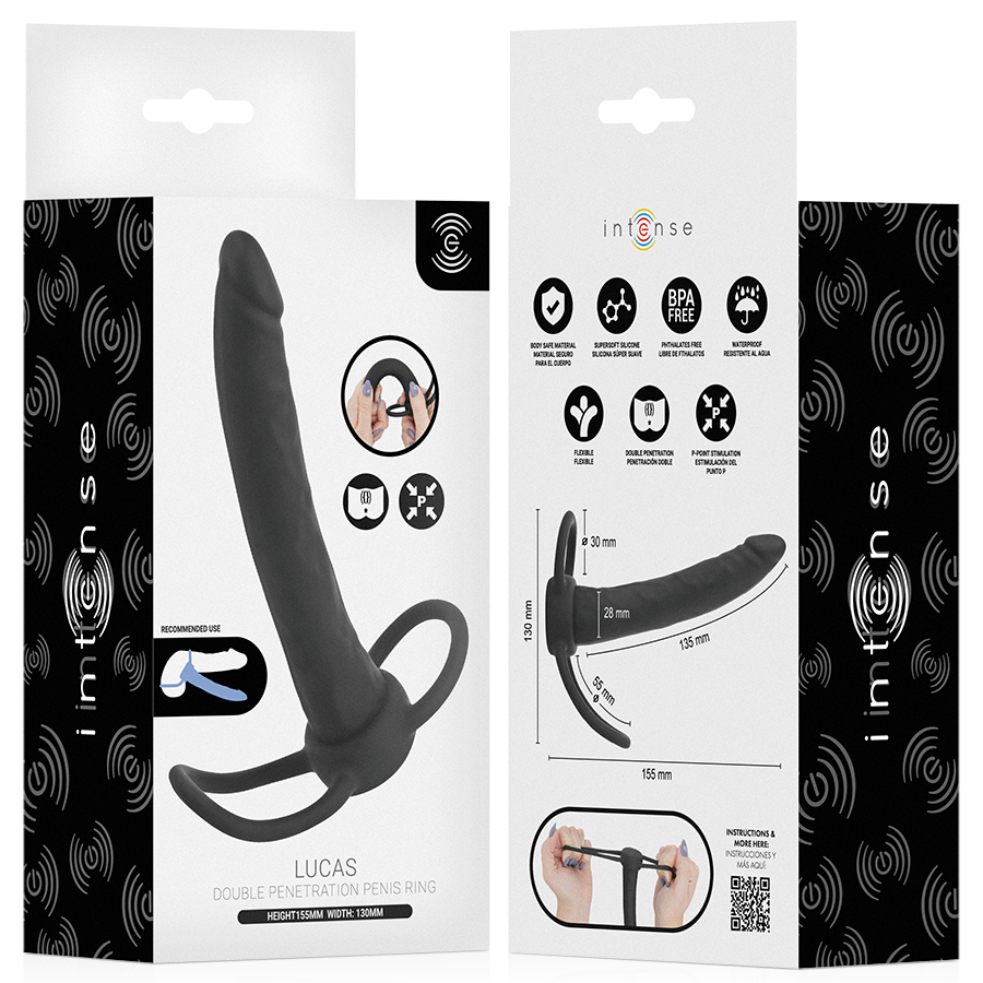 INTENSE - LUCAS ANALDILDO MIT PENIS- UND HODENRING AUS SILIKON