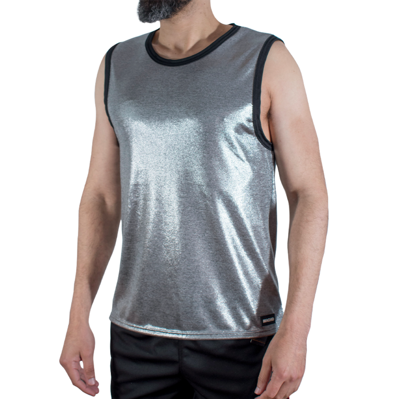 MACHO - T-SHIRT MIT FEINEM GLITZER, GRÖSSE S/M