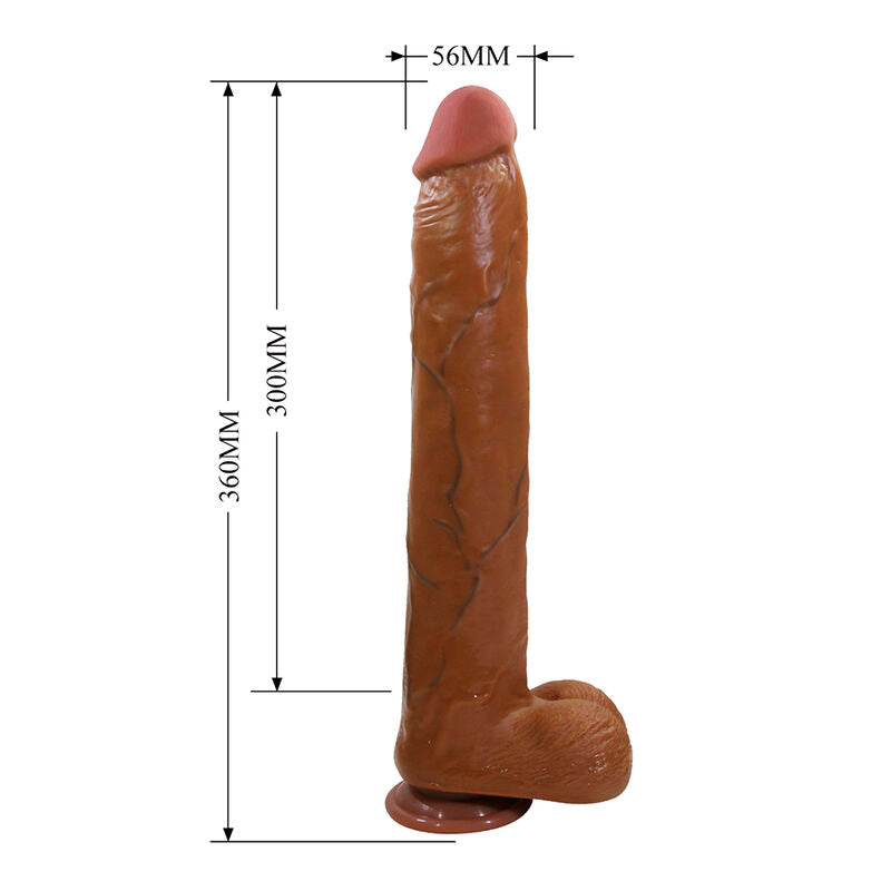 PRETTY LOVE - DANY REALISTISCHER FLEXIBLER DILDO MIT SAUGNAPF 36 CM -Ø- 5,6 CM BRAUN