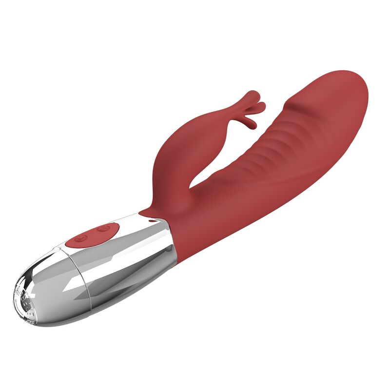PRETTY LOVE – ROSENHOLZ-HASE-VIBRATOR MIT 30 FUNKTIONEN, USB-AUFLADBAR, ROT