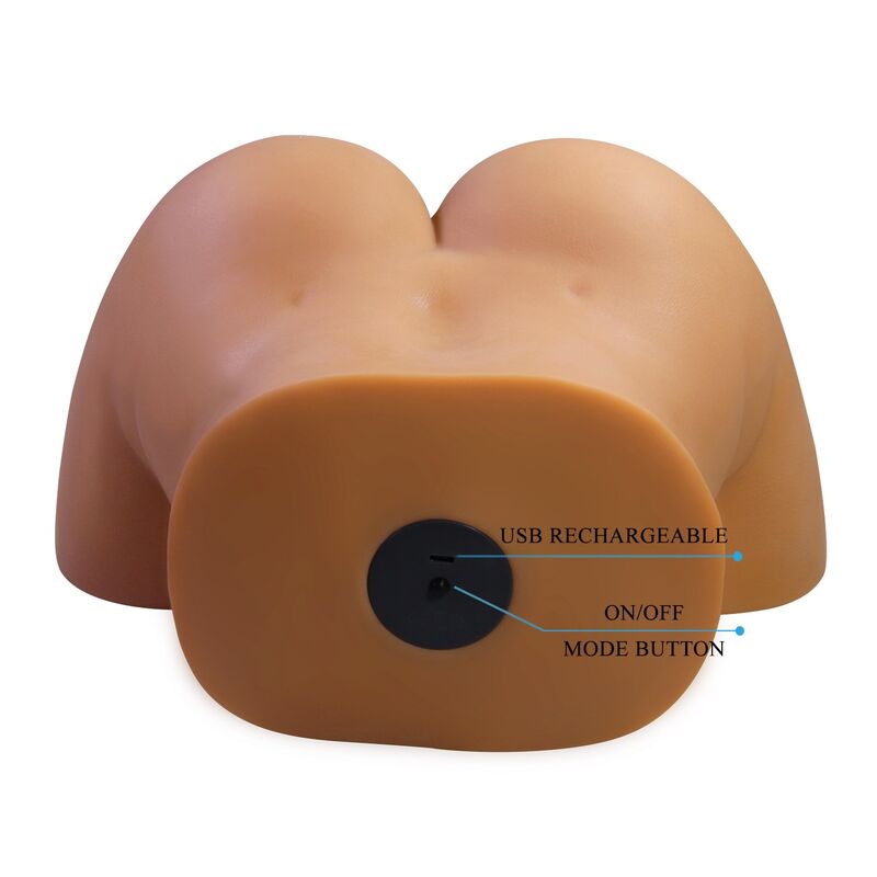 CRAZY BULL - REALISTISCHER WEIBLICHER TORSO-MASTURBATOR MIT DOPPELEINTRITT, VIBRATIONS- UND SAUGFUNKTION, NATURFARBE