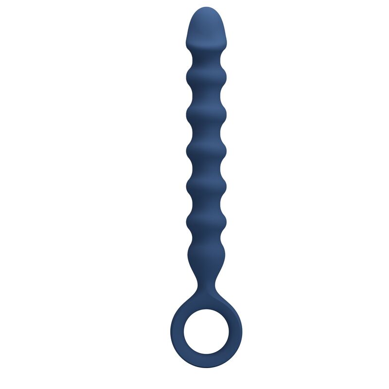 MR PLAY – BLAUE SILIKON-ANALPERLEN & ANALPLUG – Ø – 3,4 CM – 28,5 CM