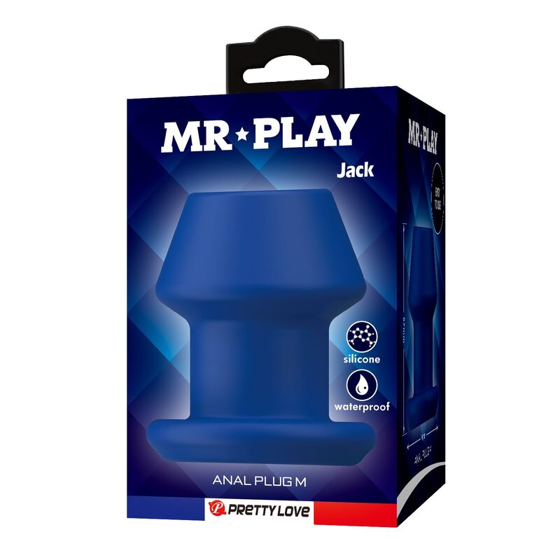 MR PLAY - JACK BLUE SILIKON-HOLZ-ANALPLUG GRÖSSE M