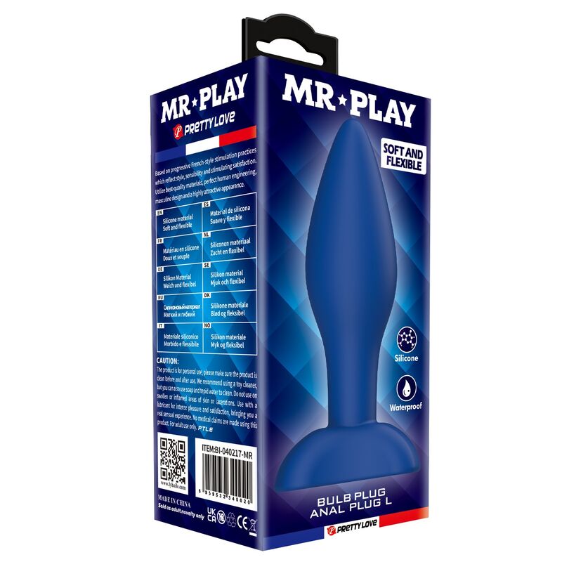 MR PLAY - KONISCHER SILIKON-ANALPLUG, BLAU, GRÖSSE L