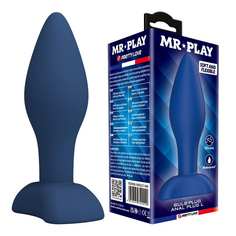 MR PLAY - KONISCHER SILIKON-ANALPLUG, BLAU, GRÖSSE L
