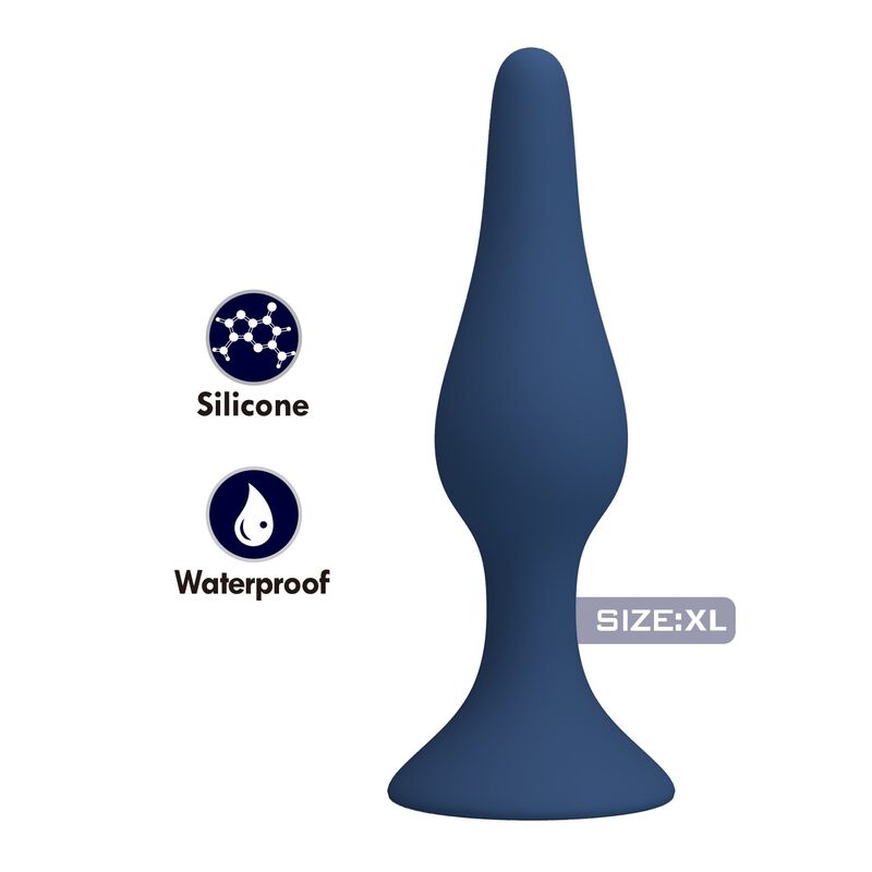 MR PLAY - KONISCHER SILIKON-ANALPLUG, BLAU, XL