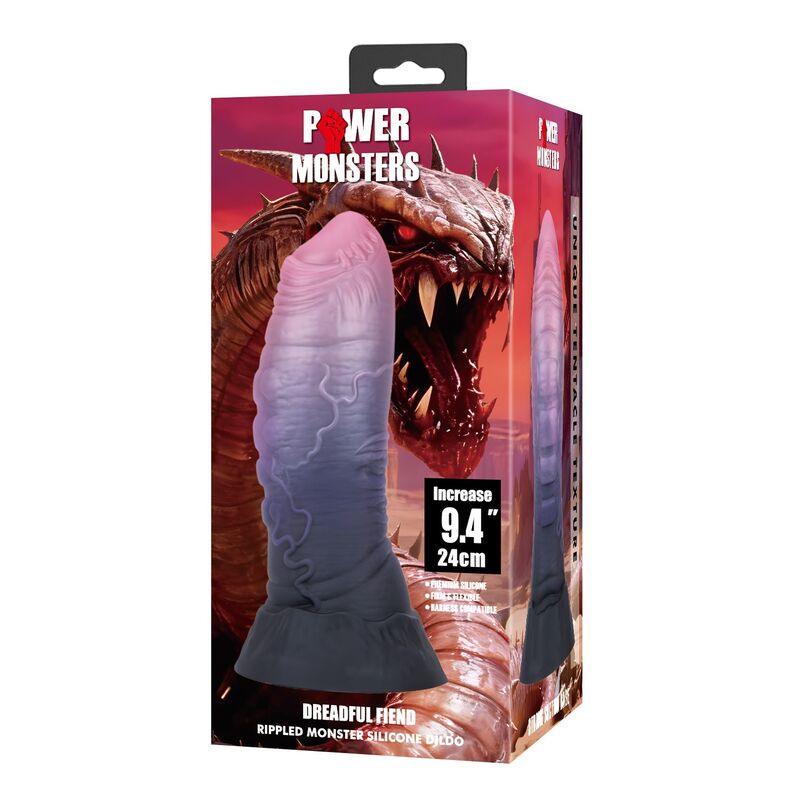 POWER MONSTERS – SCHRECKLICHER TEUFEL, ZWEIFARBIGER FANTASIE-SILIKONDILDO, 24 CM Ø 6 CM