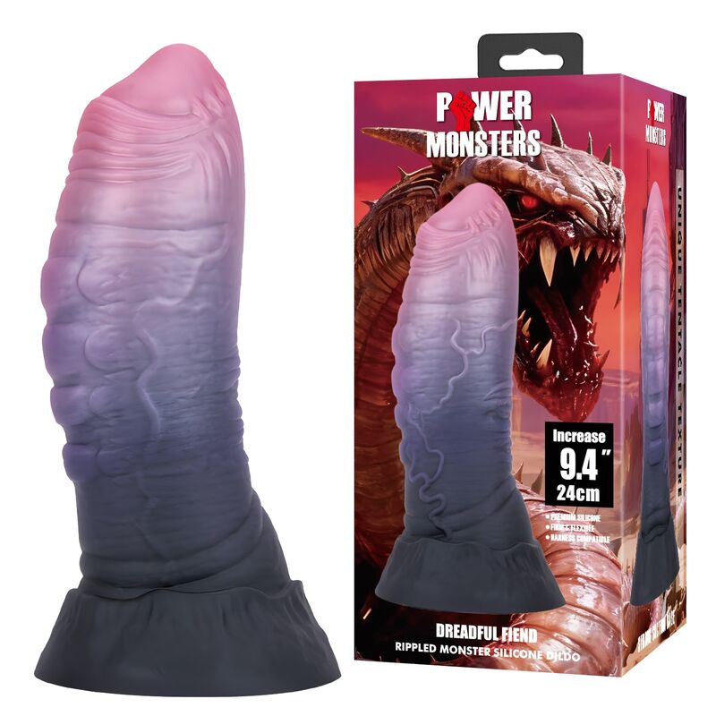 POWER MONSTERS – SCHRECKLICHER TEUFEL, ZWEIFARBIGER FANTASIE-SILIKONDILDO, 24 CM Ø 6 CM