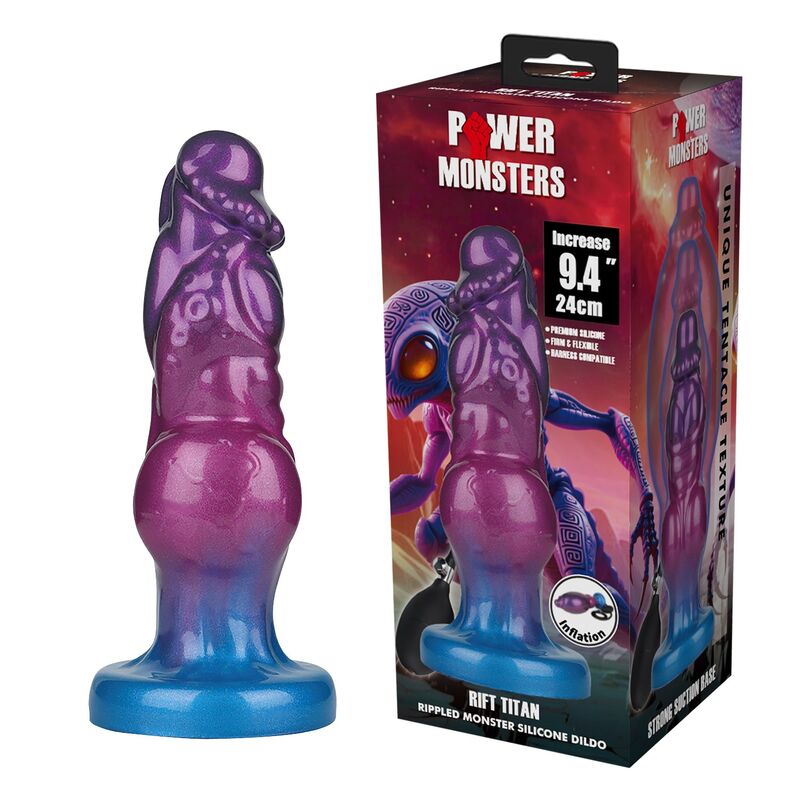 POWER MONSTERS - RIFT TITAN ZWEIFARBIGER AUFBLASBARER FANTASIE-SILIKONDILDO 24 CM Ø 5 CM