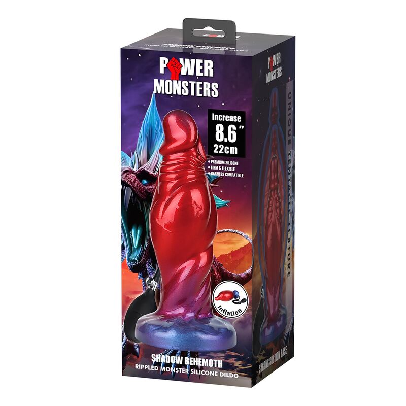 POWER MONSTERS - SHADOW BEHEMOTH ZWEIFARBIGER AUFBLASBARER FANTASIE-SILIKONDILDO 22 CM Ø 5 CM