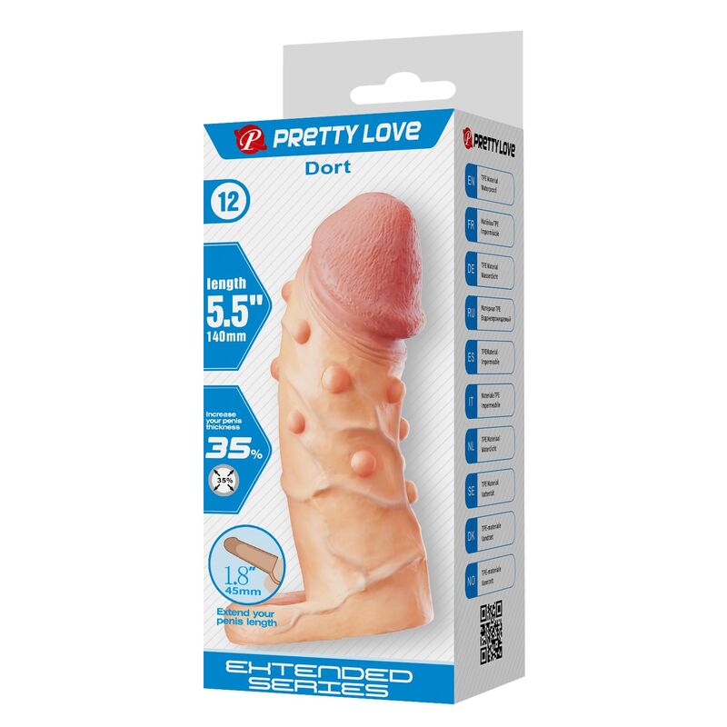 PRETTY LOVE - DORT PENISVERLÄNGERUNGSHÜLLE 14 CM Ø 4 CM NATUR