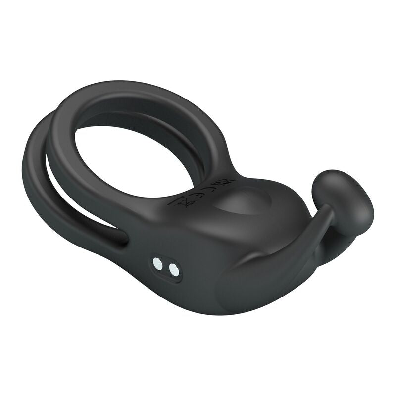 PRETTY LOVE – GOODWIN WIEDERAUFLADBARER DOPPELVIBRIERENDER PENNISRING, SCHWARZ