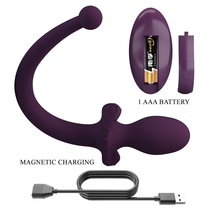 PRETTY LOVE - LIOEA VIBRIERENDER ANALPLUG MIT SCHWANZ, 12 FUNKTIONEN, LILA FERNBEDIENUNG