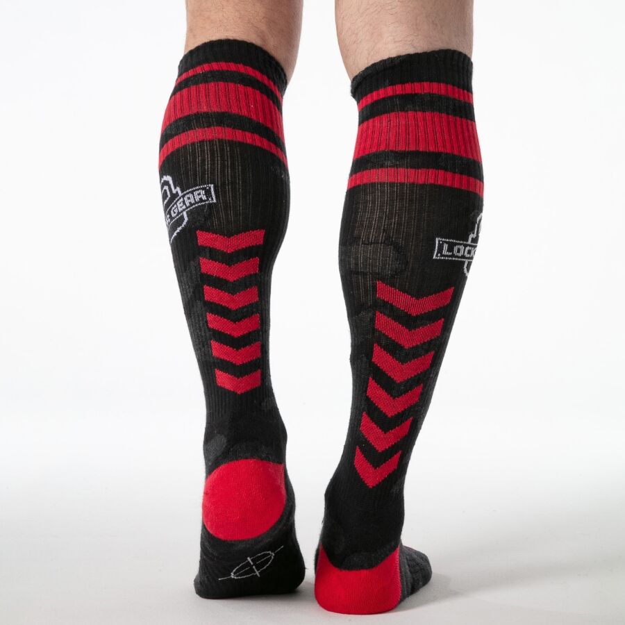 LOCKER GEAR - ROTE MILITÄR-KNIEHOHE SOCKEN, EINHEITSGRÖSSE