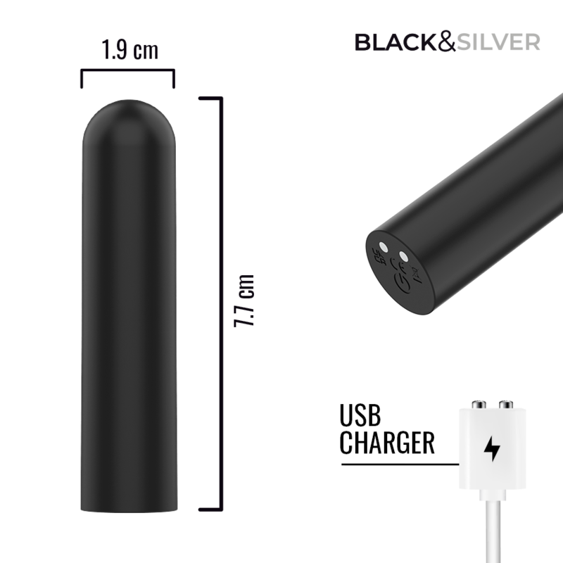 Black & Silver – Jacob USB-Aufladbarer Vibrationskugel Schwarz