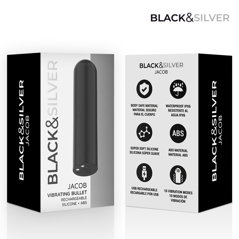 Black & Silver – Jacob USB-Aufladbarer Vibrationskugel Schwarz