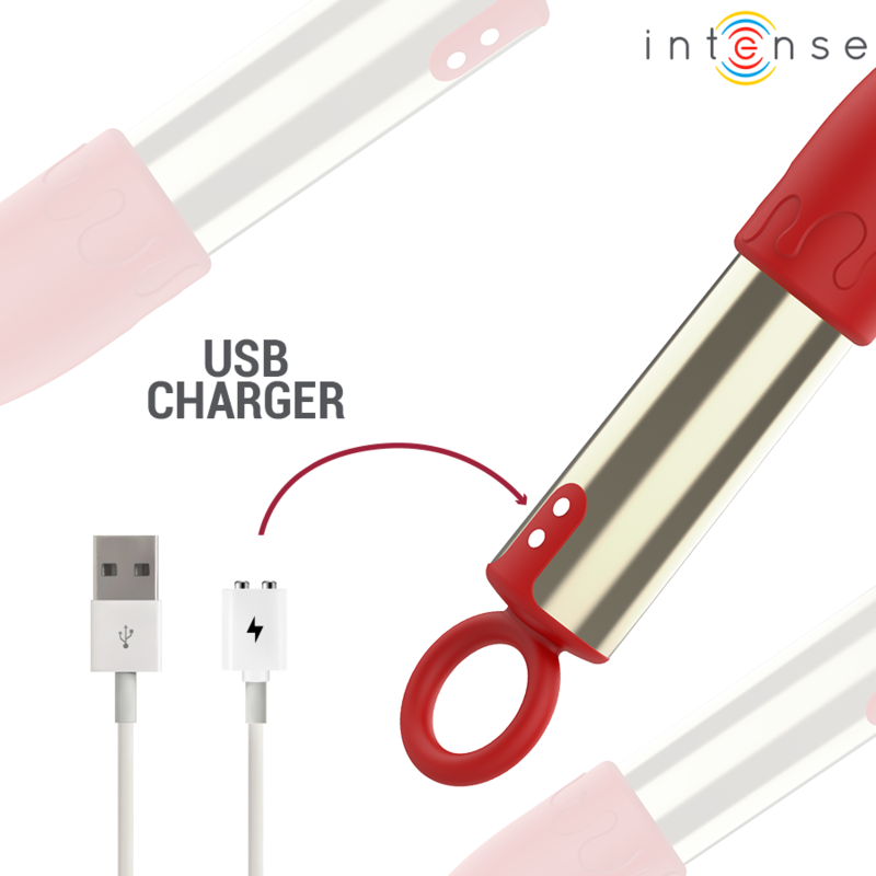 Intense – Tom USB-Aufladbarer Vibrierender Make-Up-Pinsel Rot