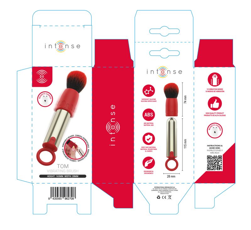 Intense – Tom USB-Aufladbarer Vibrierender Make-Up-Pinsel Rot