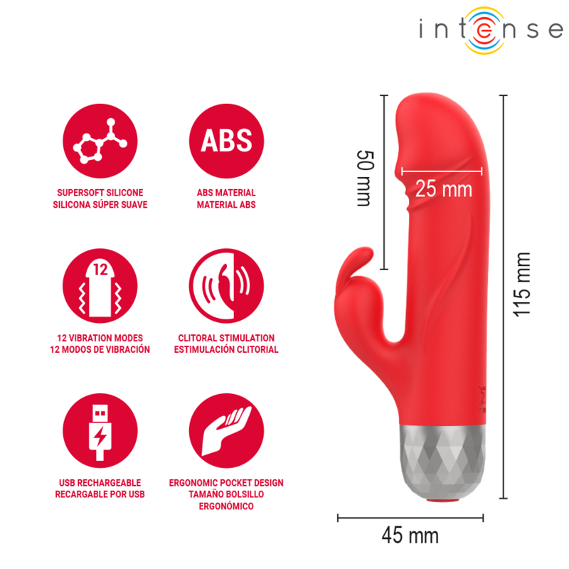 Intense – Mike USB-Aufladbarer Mini-Hase-Vibrator Rot