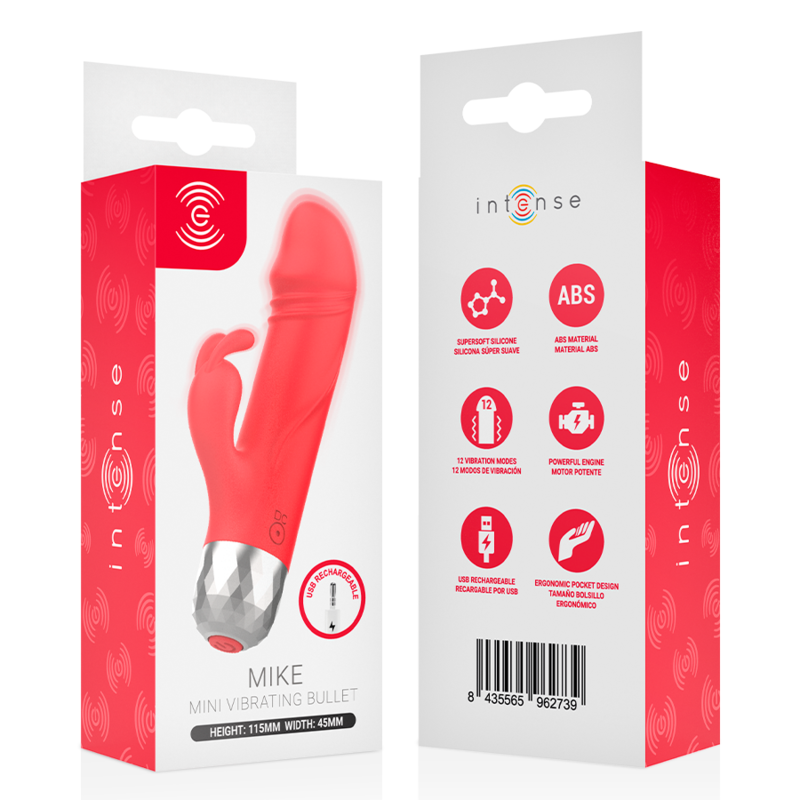 Intense – Mike USB-Aufladbarer Mini-Hase-Vibrator Rot