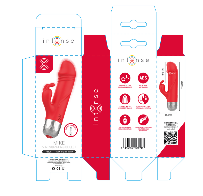 Intense – Mike USB-Aufladbarer Mini-Hase-Vibrator Rot