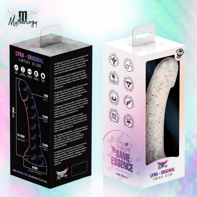 Mythology – Lyra 1 Silikondildo mit Saugauflage 19 cm -Ø- 3,3 cm Fuchsia Confetti