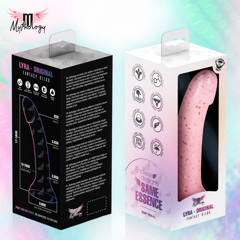 Mythology – Lyra 9 Silikondildo 17 cm Ø 3,6 cm Klar Rosa Rot Gesprengt