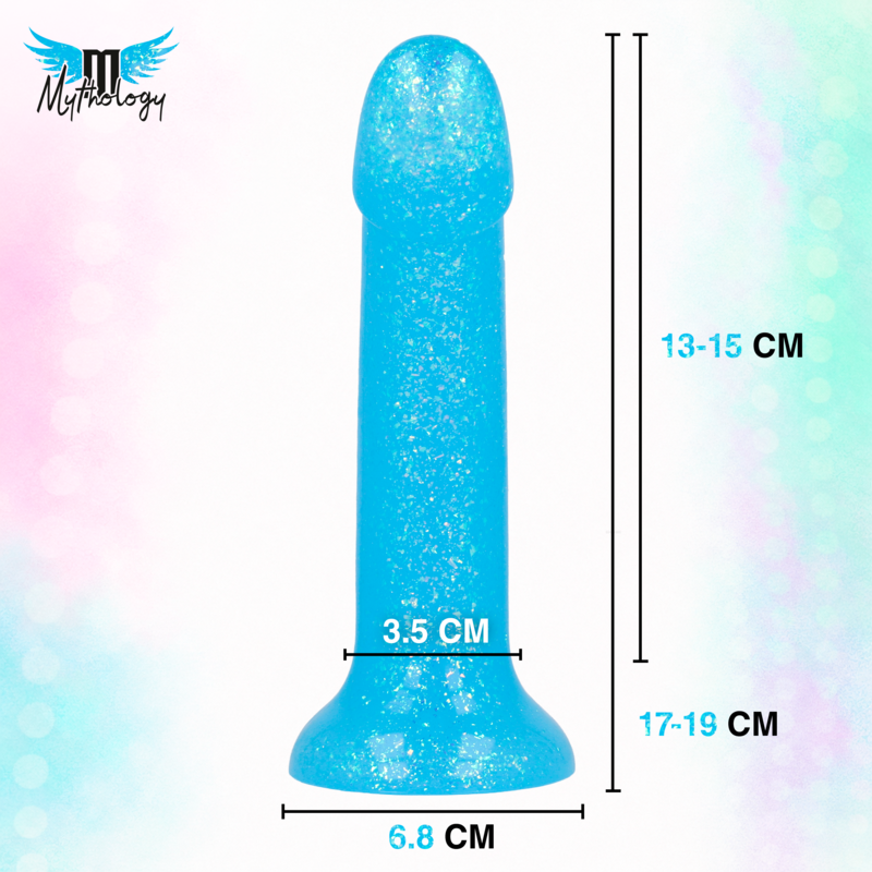 Mythology – Lyra 8 Silikondildo 17 cm Ø 3,6 cm Hellblau Platin Gesprengt