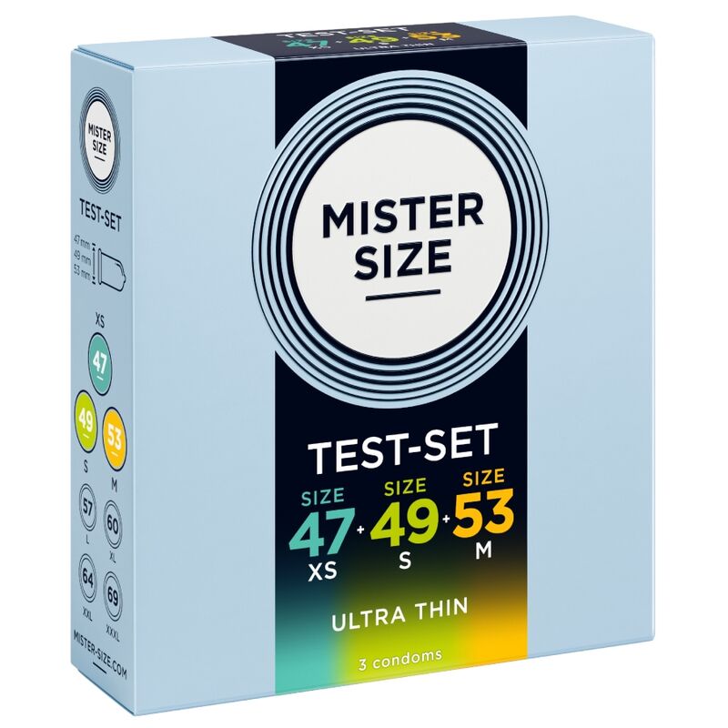 MISTER SIZE - MUSTERPACKUNG KONDOMGRÖSSE 47-49-53 MM (3 EINHEITEN)