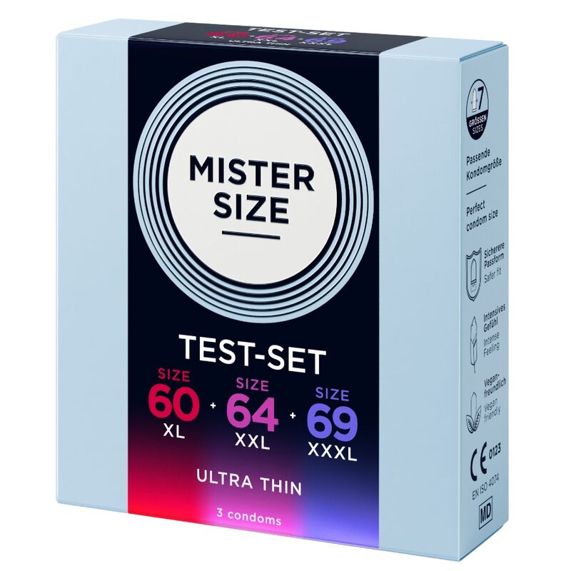 MISTER SIZE - MUSTERPACKUNG KONDOME GRÖSSE 60-64-69 MM (3 EINHEITEN)