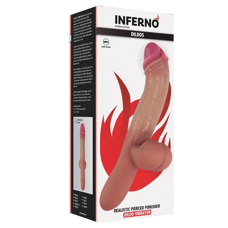 Hidden Desire – Pierced Punisher: Realistischer Vibrationsdildo aus Flüssigsilikon mit 2 Motoren, 26 cm Länge, 5 cm Durchmesser, Hautfarbe.